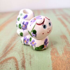 Vintage Italian Caterpillar Handpainted in Florence Italy Pottery Figurine